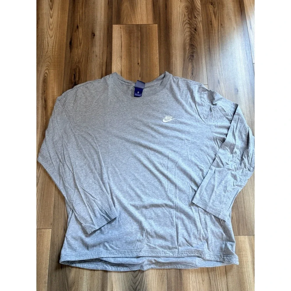 Nike Long Sleeve T-shirt Gray Men's XL Cotton Casual Work Gym